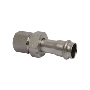 Tubepress Barrel Union, Female, Flat Sealing, Stainless Steel Nut