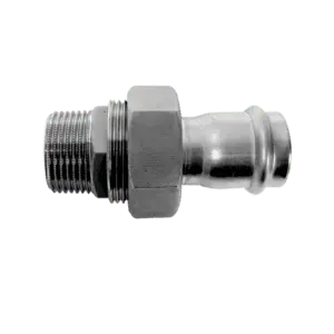 Tubepress Barrel Union, Male, Flat Sealing, Stainless Steel Nut